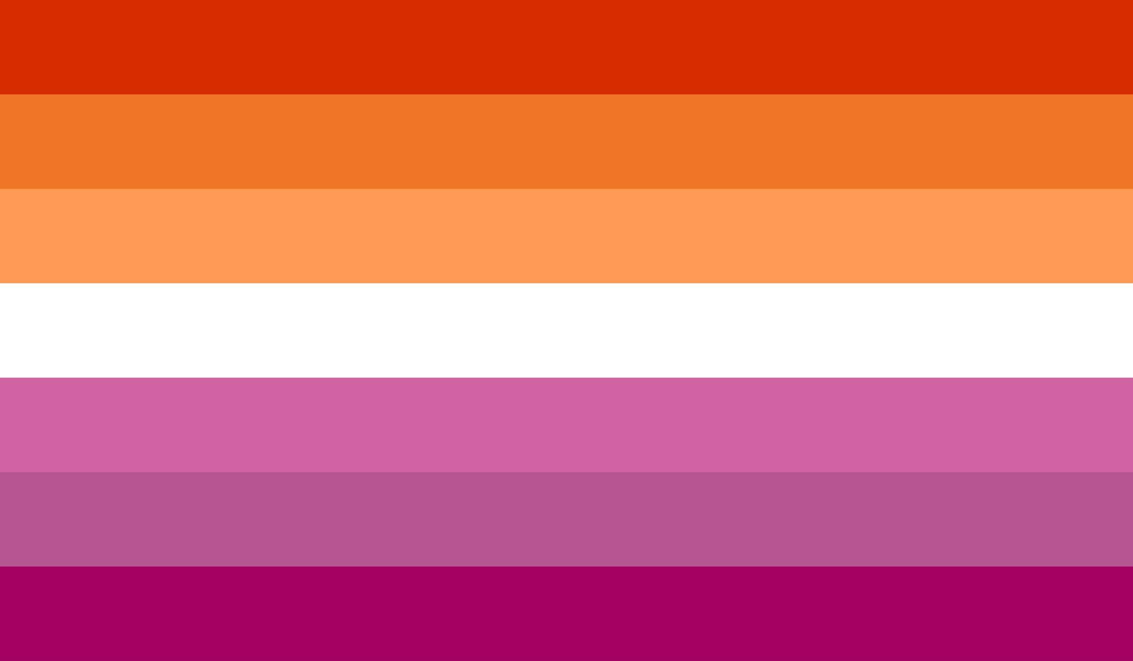 A lesbian flag is being depicted. Learn more about what it means to be lesbian on Wikipedia.